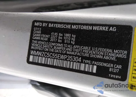 2014 Mini Countryman Cooper S z USA, uszkodzony, nr VIN WMWZC5C55EWP35304